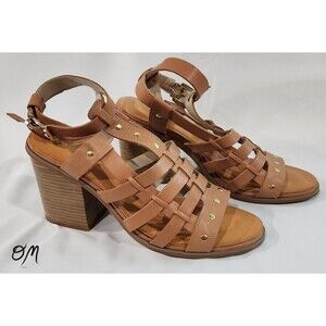 Seychelles Anthropologie Strappy Block Heel Tan Sandals - Size 8.5 Excellent